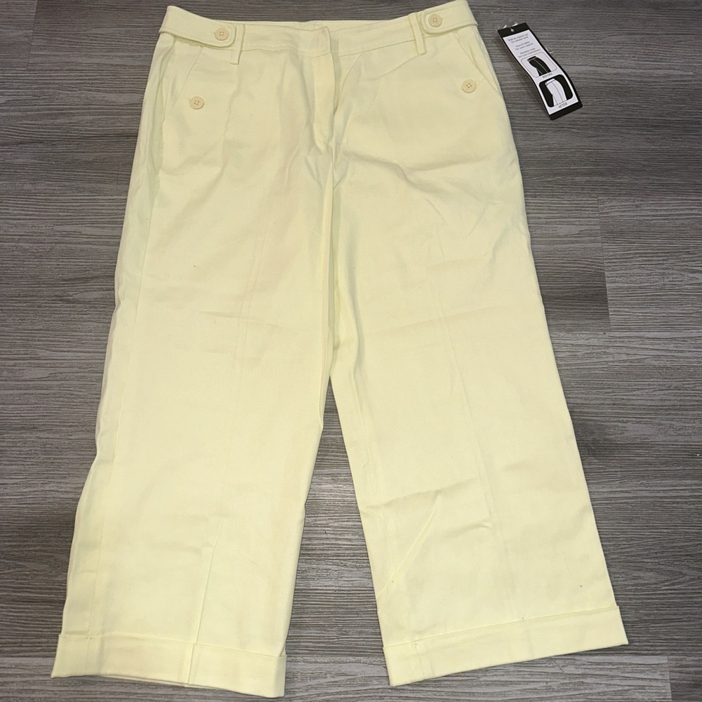 Sandro Sportswear Control Top Crop Pants Yellow Size 10 wide leg